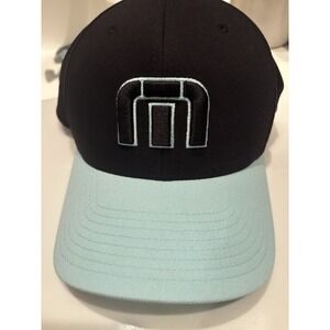 Travis Mathew FlexFit Hat Small/Medium Black/teal Golf 3D Embroidered Flex back